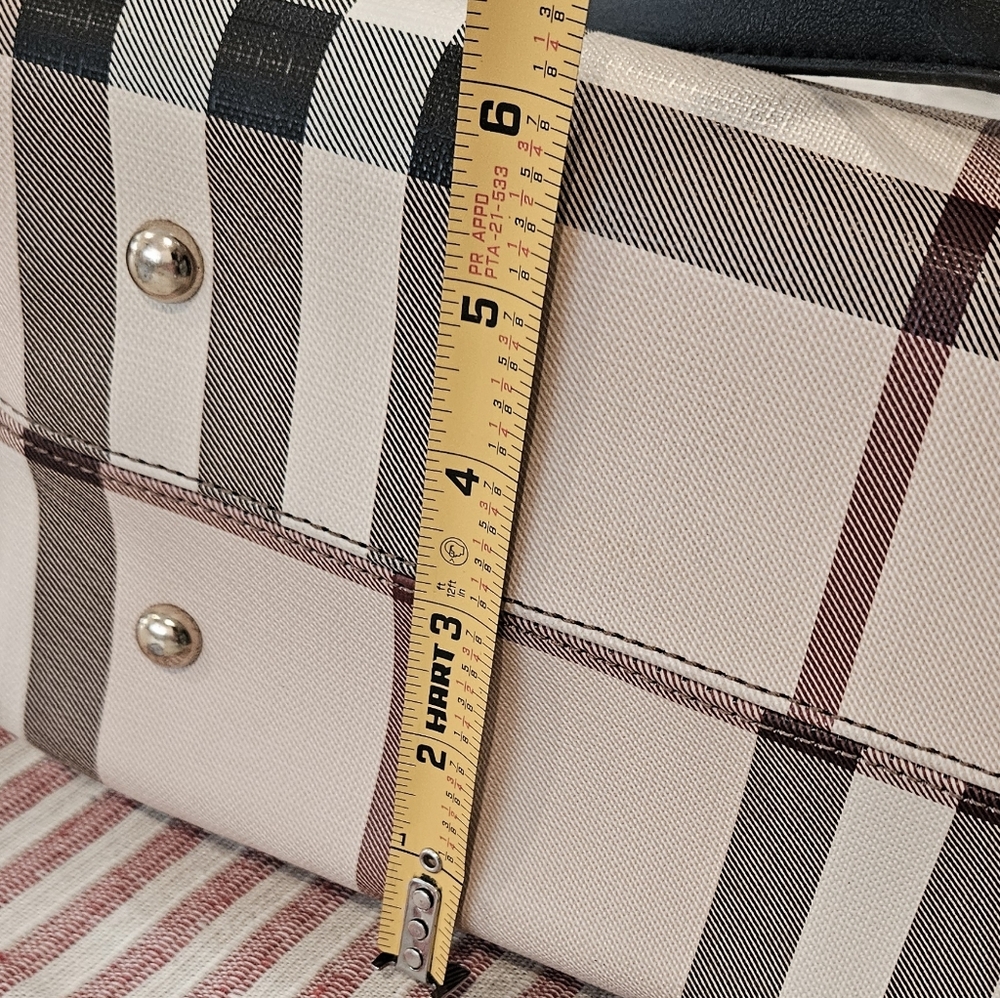 Plaid Shoulder Bag with Black Accents - Picture 9 of 12
